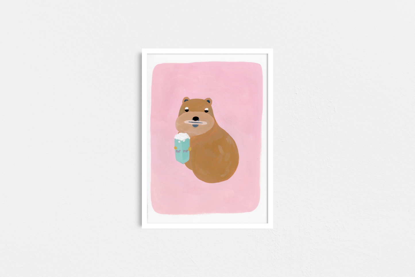 Hyrax gouache painting art print in a framed mockup