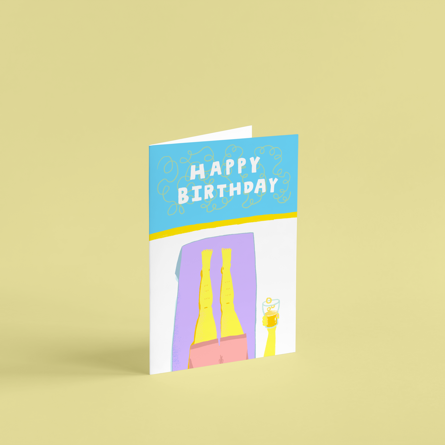 Man Drinking Beer By the Pool Birthday Greeting Card