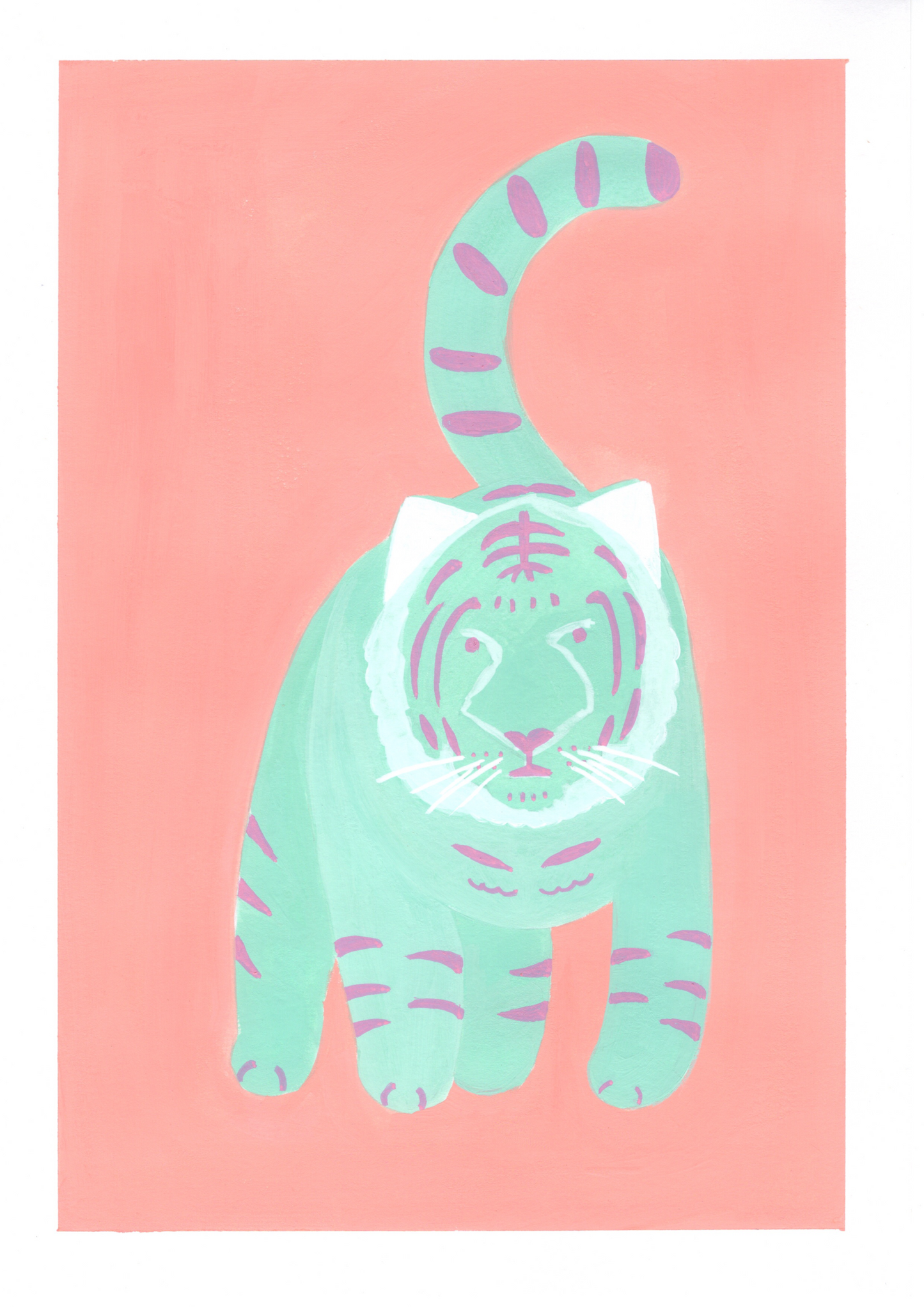 Tiger gouache painting art print scan